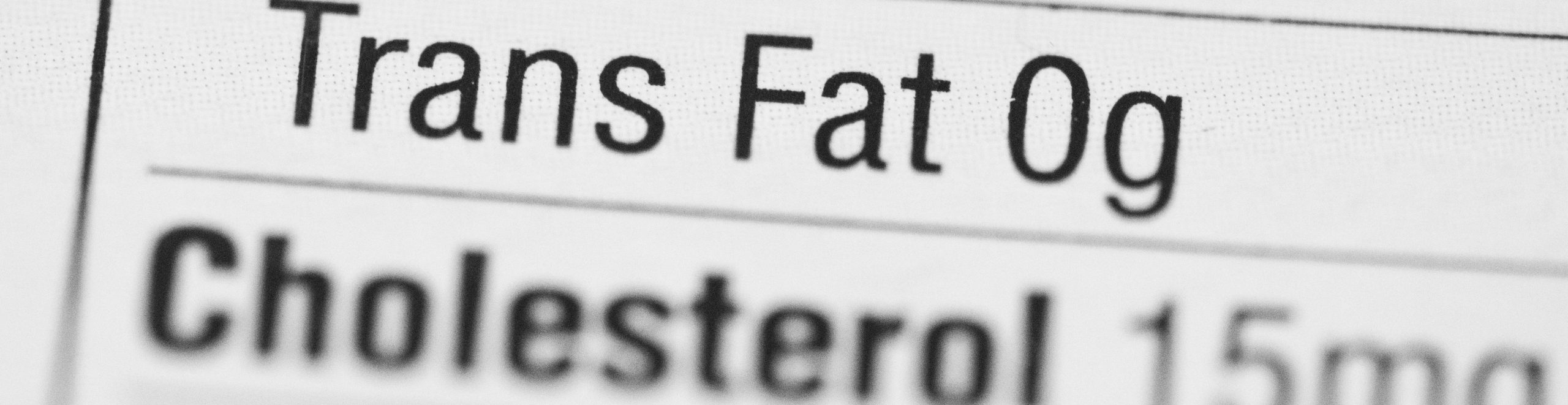 A picture of a food label showing trans fat and cholesterol